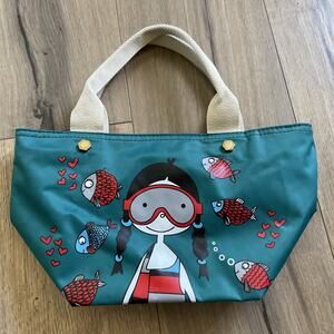 RARE Marc By Marc Jacobs MISS MARC GIRL Nylon Mini Tote Lined Zip Top Teal Fish